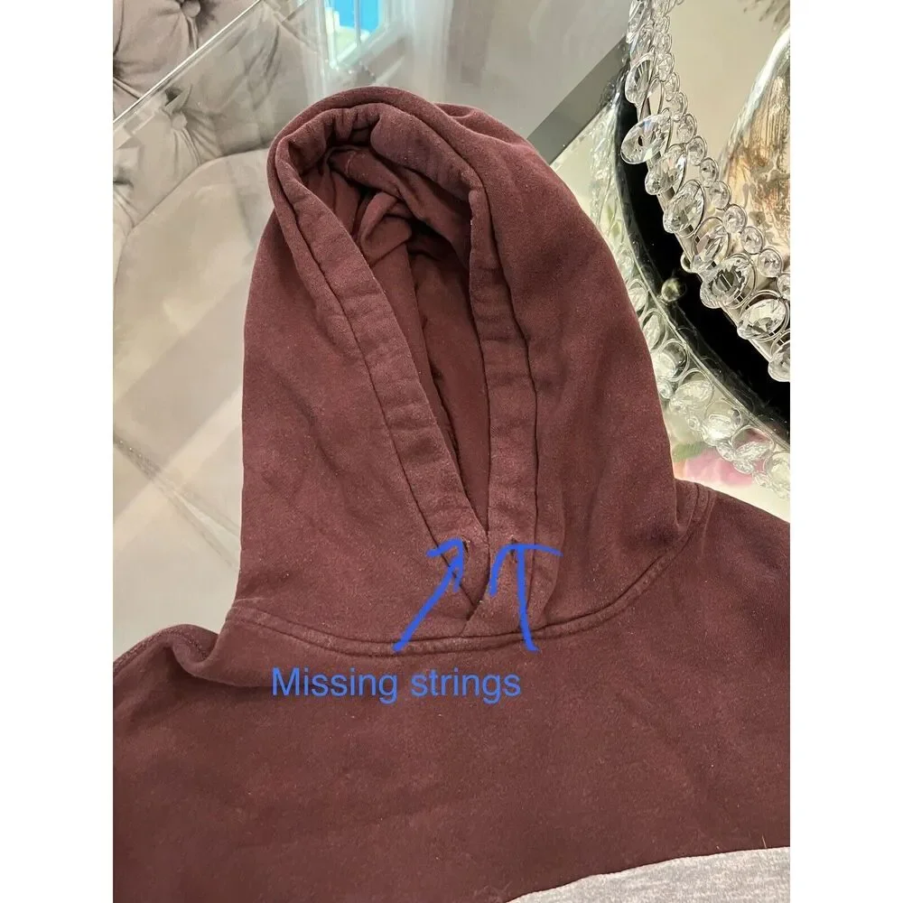 Hollister Hoodie Mens Adult XL Pullover‎ Zippered Sides Maroon Gray Sweater